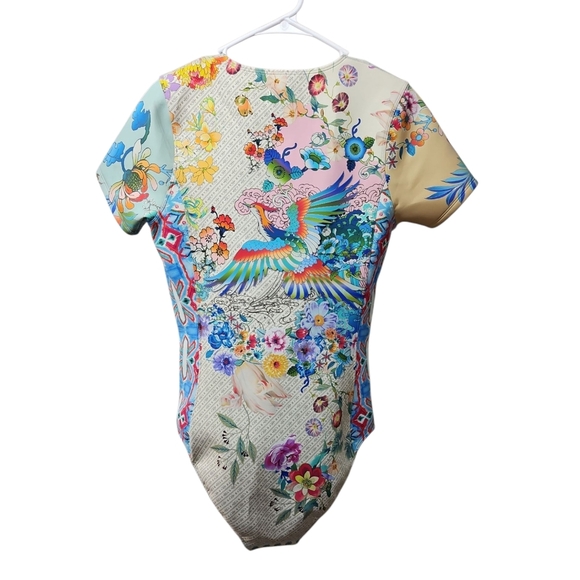 Johnny Was Dreamer One Piece Neoprene Swimsuit Floral Birds Sz XL Womens - Picture 4 of 8